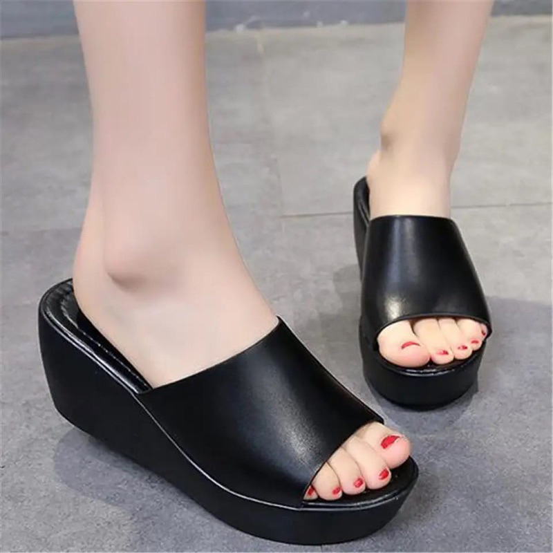 JASTIL Sandal Wedges Wanita MK 81  Sandal Wanita Pesta Sendal Matte Wedges Sandal Casual Perempuan
