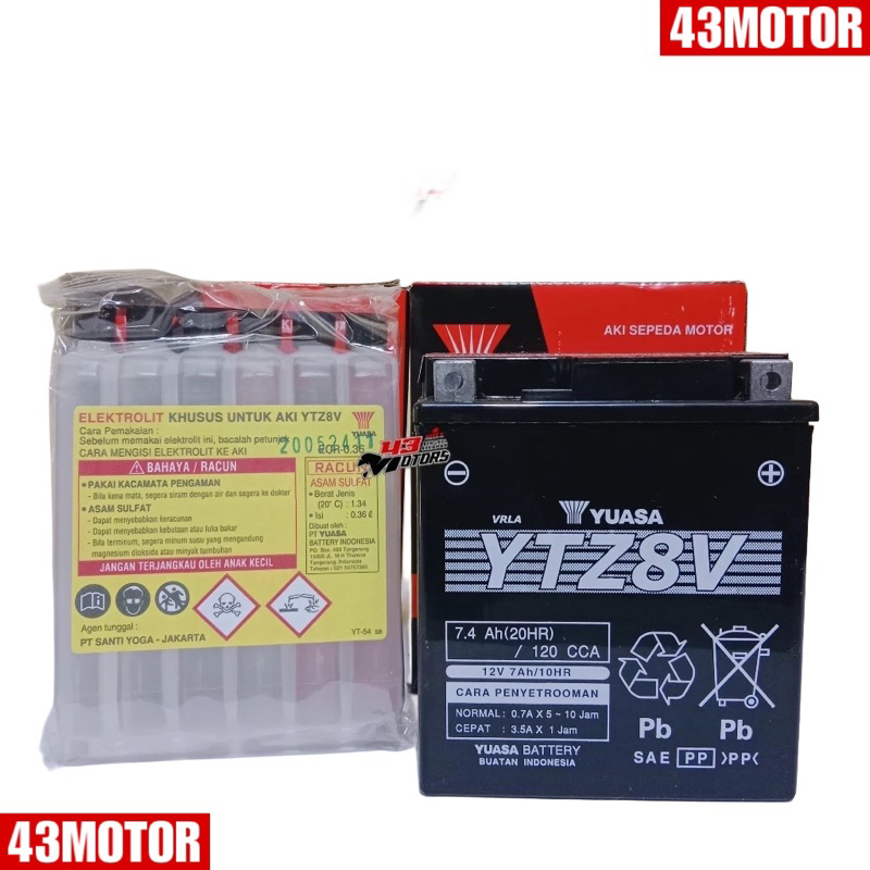 YUASA AKI YTZ8V 12V 7.4Ah(20Hr)