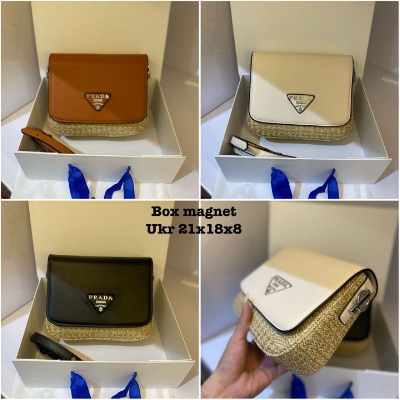 Tas PDr rotan crossbody sunshine grass premium free box magnet