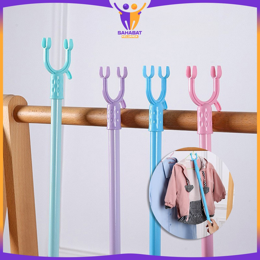 Tongkat Pengait Jemuran Bisa Setel Panjang Pendek / Galah Hanger Gantungan Baju Display Toko / Tongk