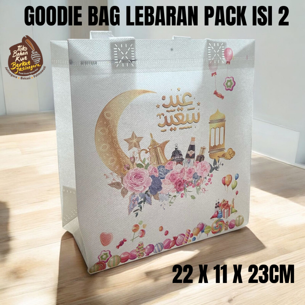 

GOODIE BAG LEBARAN UK. 22X11X23CM/ PACK ISI 2 / TAS HAMPERS LEBARAN LUCU