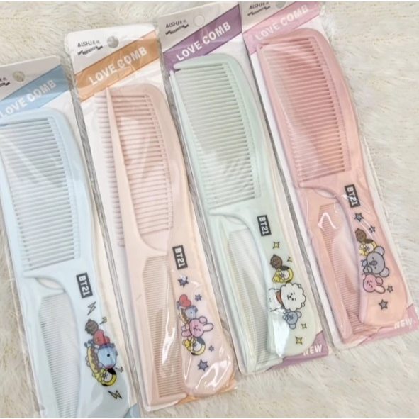 MURAH SISIR FANCY SET 2IN1 BTS BT21 SET ISI 2 DAPAT SISIR BIASA DAN SISIR SASAK RANDOM
