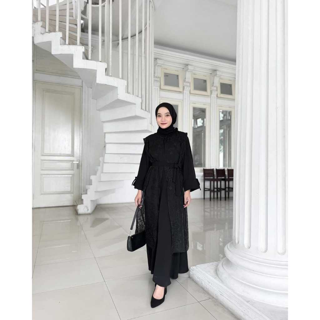 NASA Gamis Brokat Kondangan Terbaru 2025 | Cantik Elegan dengan Bahan Ceruty Babydoll MIX Brokat