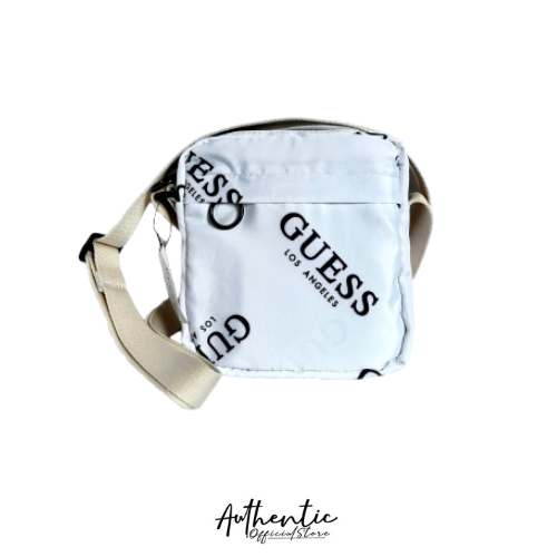 Guess Square Crossbody Bag Unisex In White Camera Bag