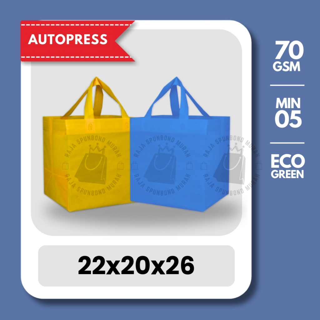 

AUTOPRESS BOX 70GSM Tas Box Spunbond Goodie Bag 22x20x26 Souvenir Promosi Murah Tebal Polos