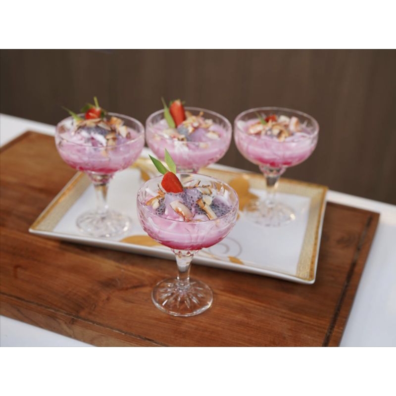 Gelas Es Krim VICENZA paket 6 gelas kaca, sebagai wadah atau tempat saji ice cream, sup buah, minuma