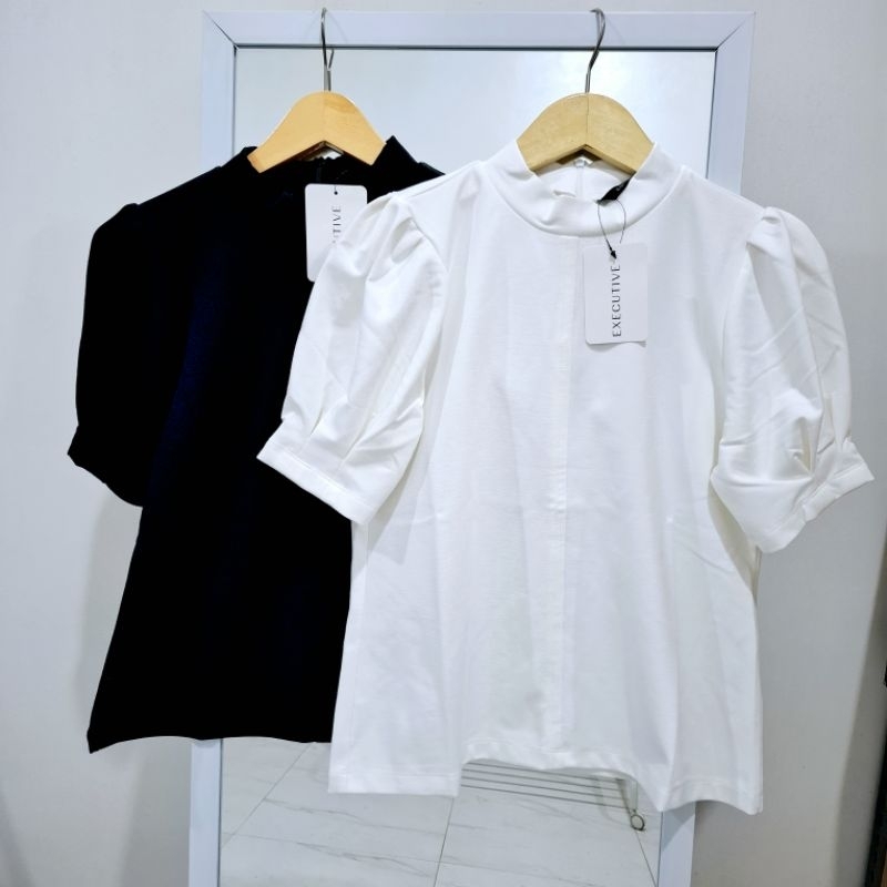 EXECUTIVE ATASAN WANITA LENGAN BALON BAHAN KNIT