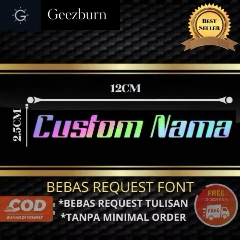 

Sticker Hologram Custom Nama Font