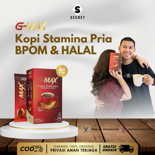 

GMAX - Kopi Gingseng Stamina Pria 1 Box isi 10 sachet Original Berkualitas BPOM HALAL