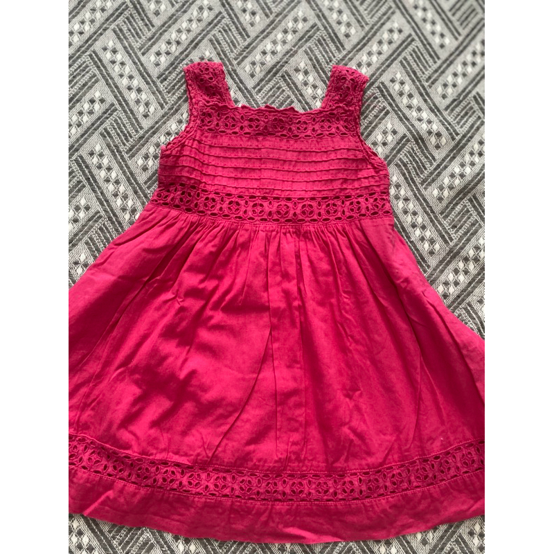 preloved dress katbol Fuschia katun bordir embroiderry bayi perempuan warna Fuschia size 12-18m bran