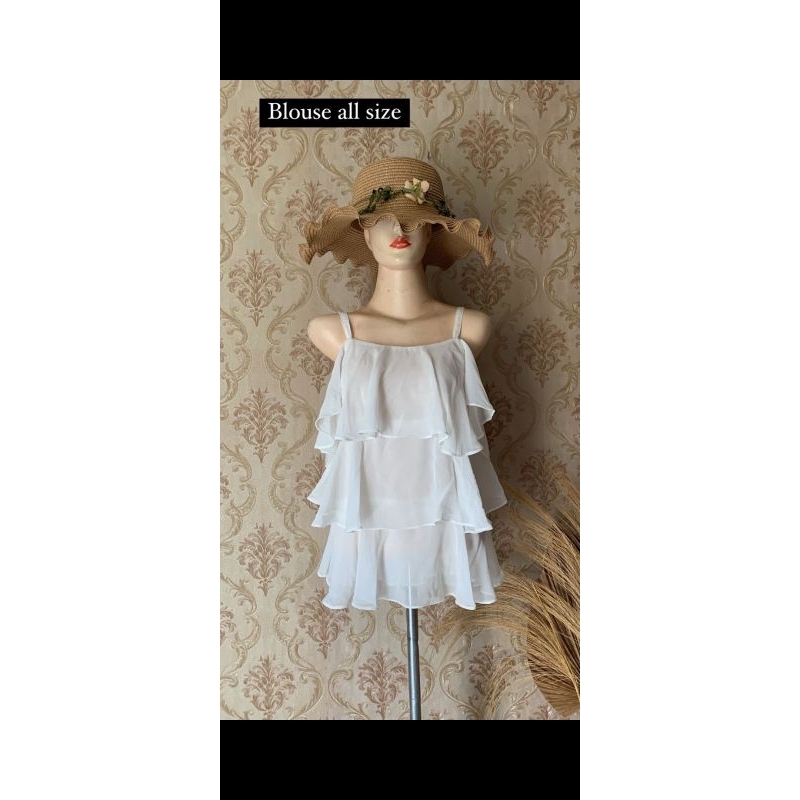 Blouse Putih Wanita Ruffle