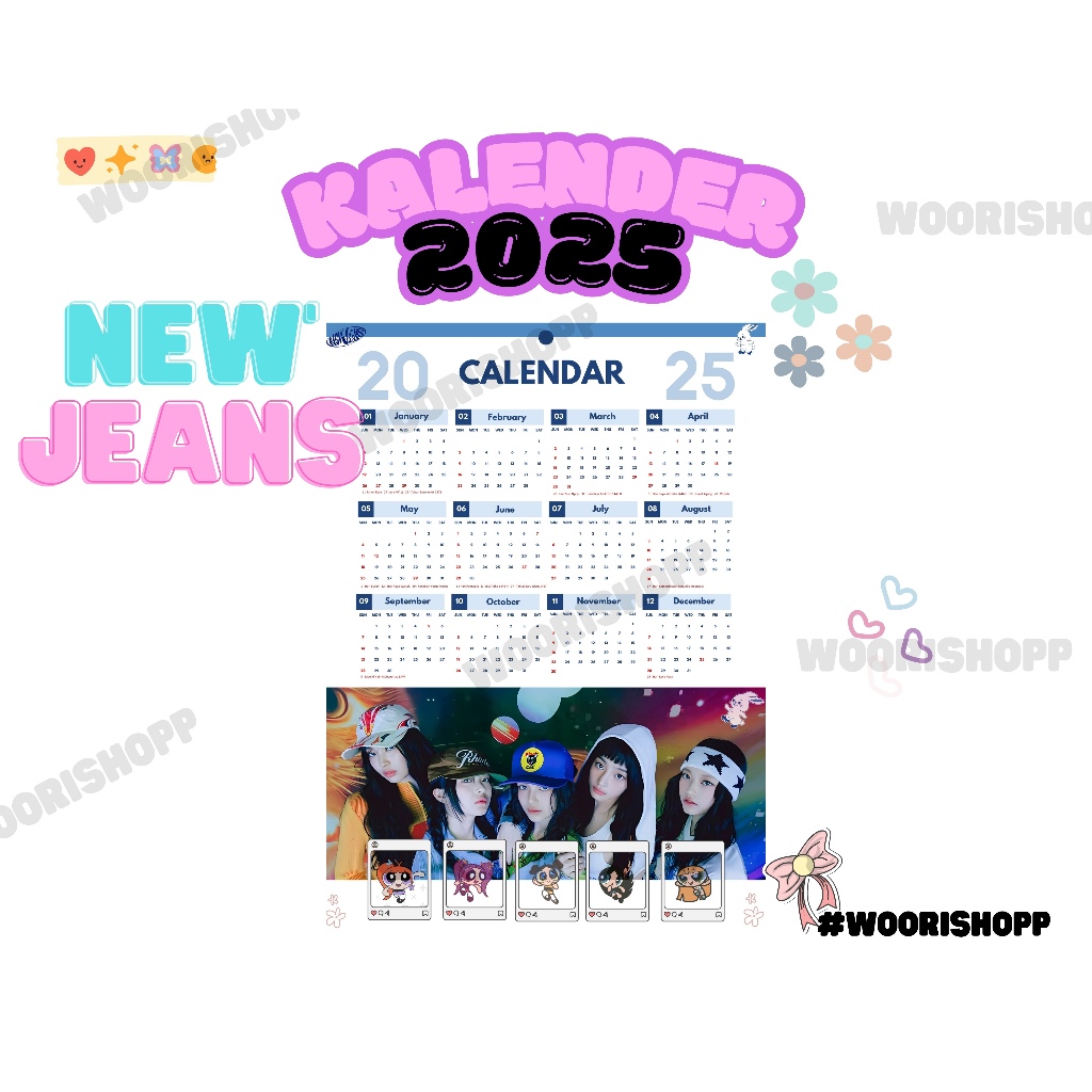 

2025 KALENDER NEWJEANS KPOP + LAMINASI 2SISI WOORI IDOL BIAS KOREA MURAH UNOFFICIAL BUNNIES MINJI HANNI DANIELLE HAERIN HYEIN READY STOCK !