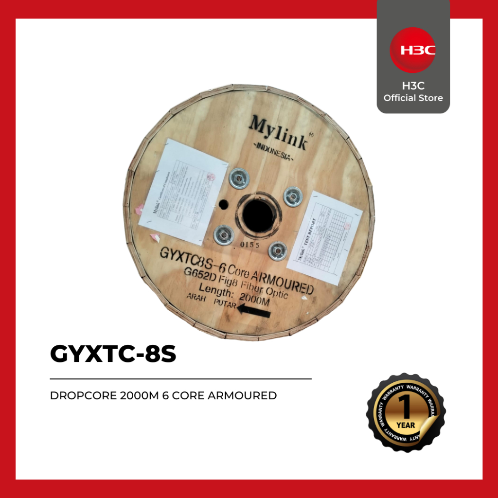 MYLINK GYXTC8S 6 CORE ARMOURED G652S FIG8 DROP CORE 2000M / 2KM KABEL
