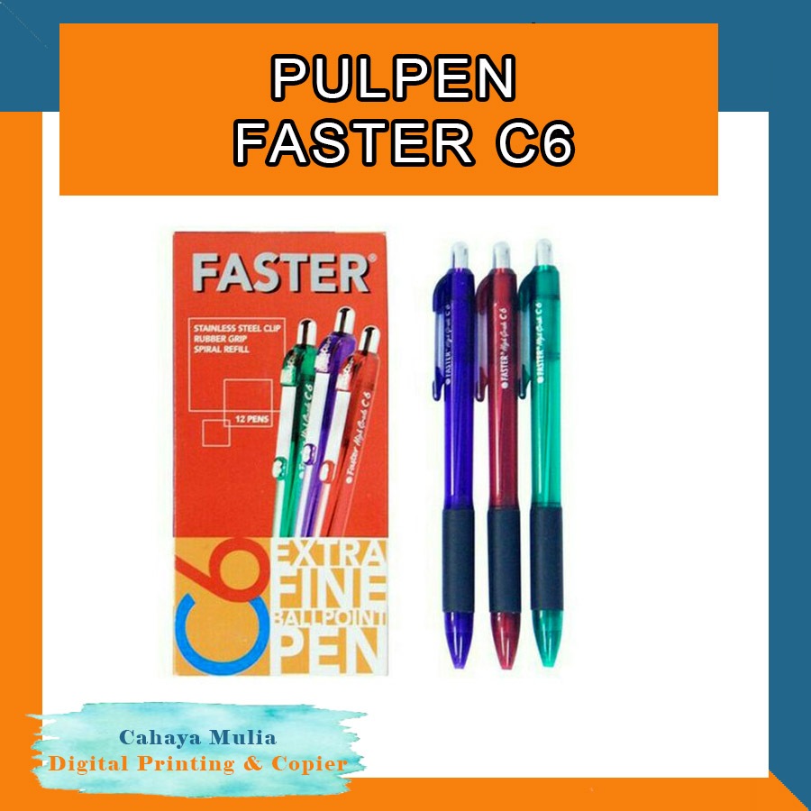 

PULPEN / PEN / BALLPOINT FASTER C6 WARNA HITAM DAN BIRU - Hitam