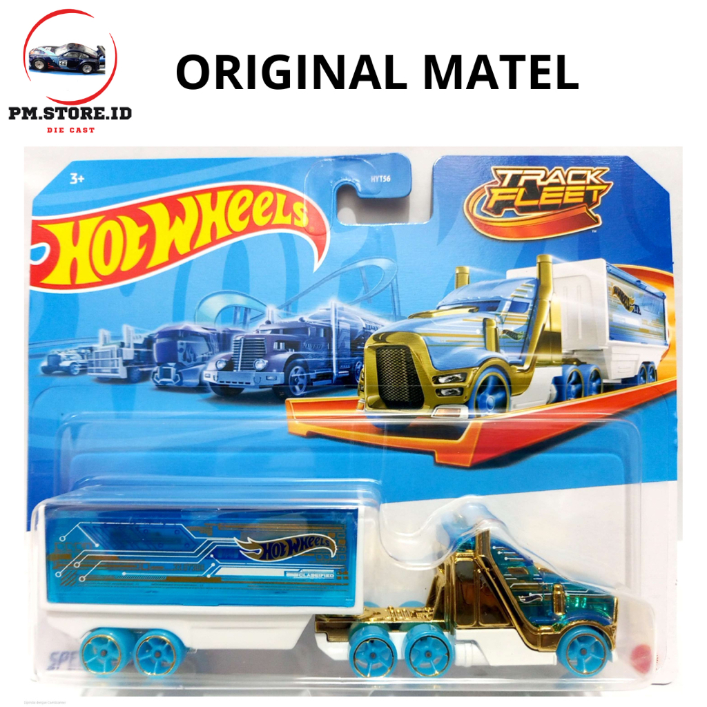 Hot wheels truck track fleet speed hauler biru