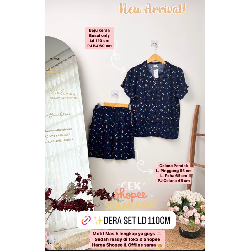 Dera Set|| celana pendek||one set sexy || baju tidur || rayon || rayon tali || rayon Twill || celana