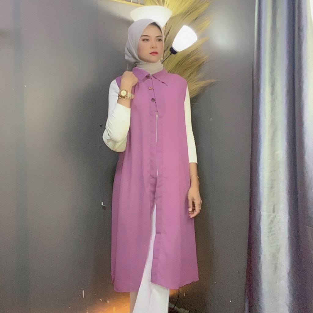 RF - Cardigan Wanita Panjang Tanpa Lengan