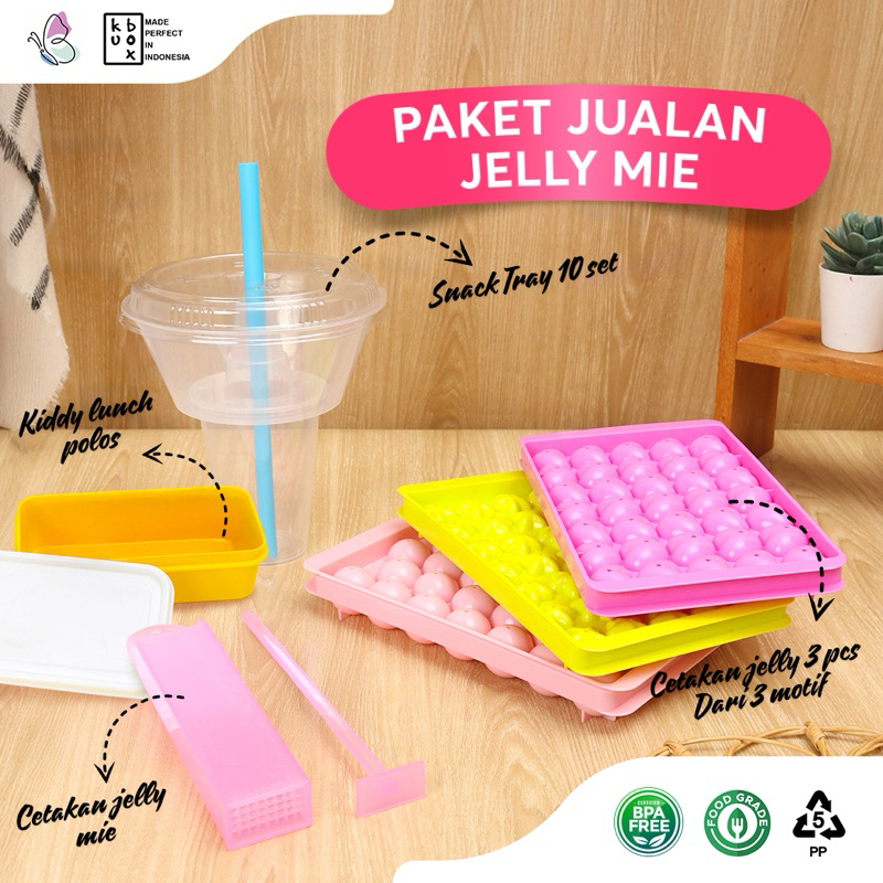 LKL x TOKRIS x KUBOX - [PAKET SIAP JUALAN MIE JELLY] Cetakan Es Batu Jelly Love, Star, Ball & Jelly 