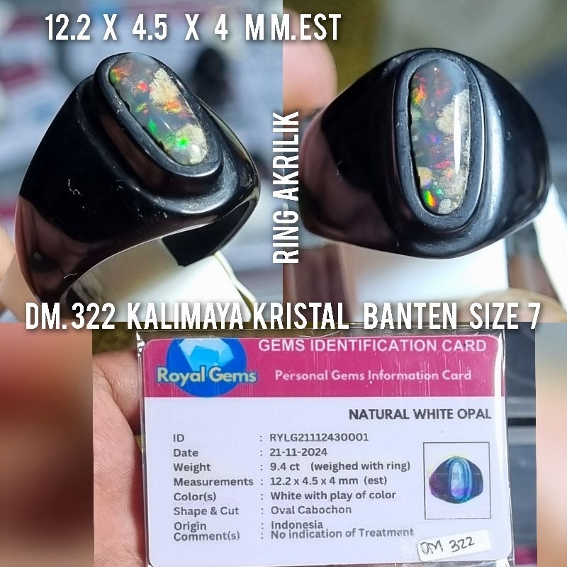 MURAH.. NATURAL KALIMAYA DAN BLACK OPAL JARONG BANTEN ASLI RING AKRILIK +MEMO