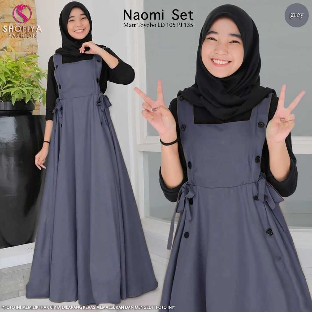 Naomi Set Shofiya Fashion Setelan Wanita Anak Remaja Inner Outer Bahan Toyobo Ld 105 PJ 135