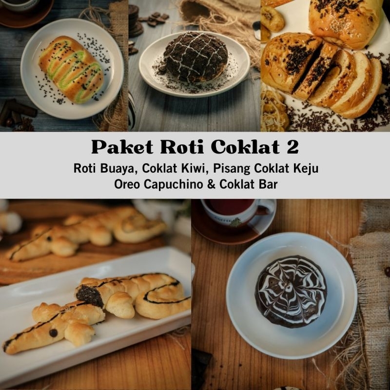 

Paket Roti Coklat 2 isi Roti Buaya, Coklat Kiwi, Pisang Coklat Keju, Oreo Capucinno, Coklat Bar