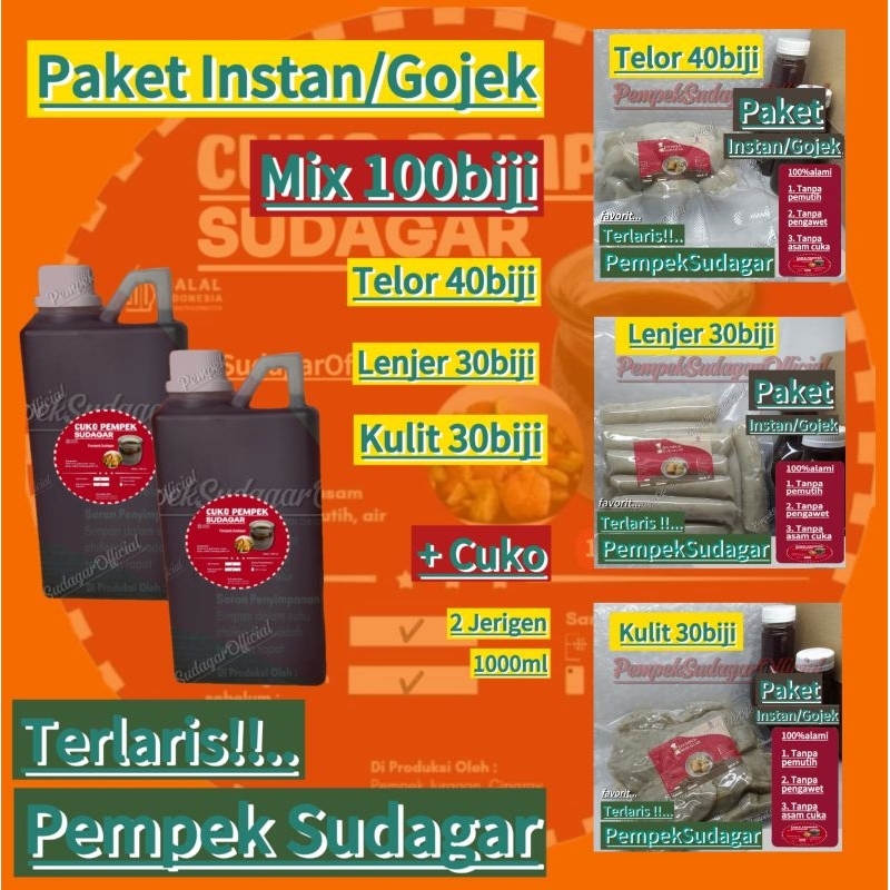 

Paket A instan/gojek pempek kecil mix isi 100biji + 2 Jerigen cuko pedas 1000ml (Divacum)