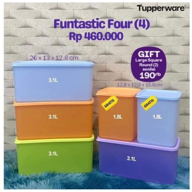 Promo Tupperware Funtastic Four 1,8 L dan 3,1 L