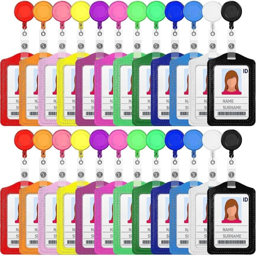 

Name tag ID card Holder Kulit free Plus Yoyo clip