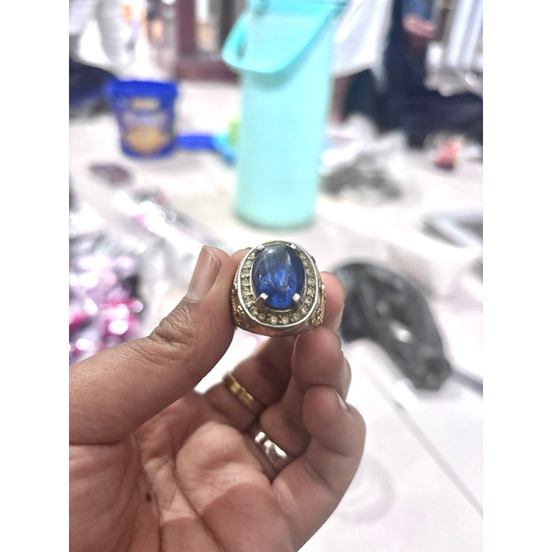 Cincin batu blue safir asli