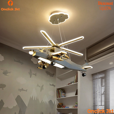Lampu Gantung LED Mewah Bentuk Pesawat Lampu Gantung Kamar Anak Helikopter Lampu Gantung Nordic