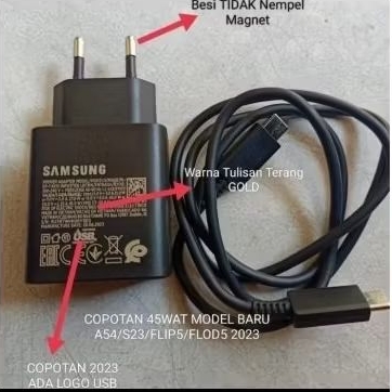 Charger Samsung Galaxy Original A33 A55 A53 A36 A26 A56 A70 A71 A74 A80 Copotan 45WATT