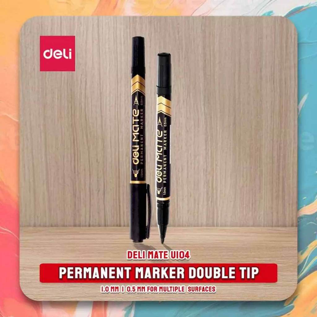

(Live) Deli Mate Spidol Permanen U104 20 DELI Black / Permanent Marker 0.5 mm dan 1.0 mm