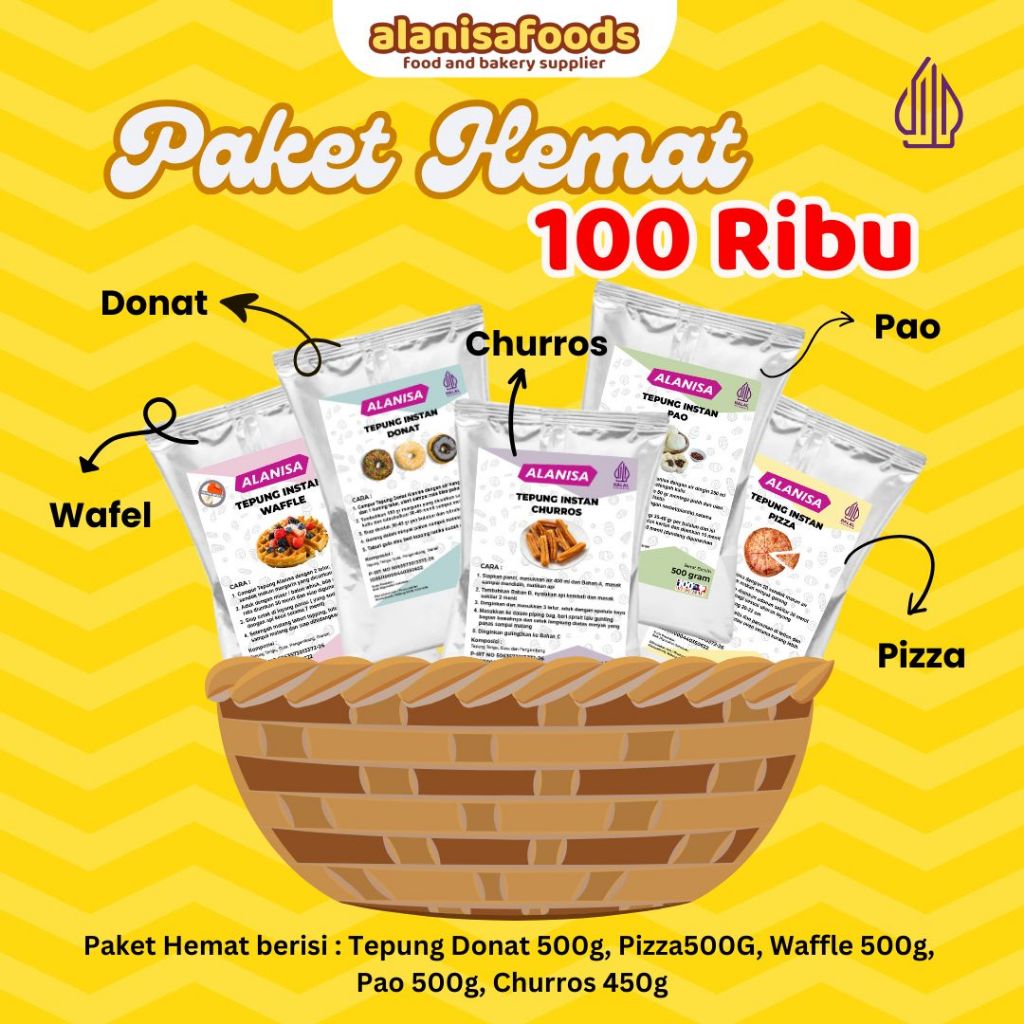 

PAKET HEMAT LIBURAN HANYA 100RB!! ( WAFFLE 500GR, PIZZA 500, DONAT 500, BAKPAO 500, PAKET CHURROS )