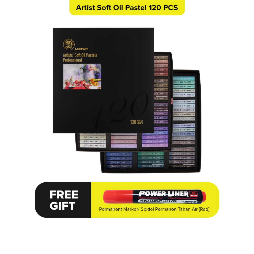 

Mungyo Official - Gallery Artist Soft Oil Pastels / Crayon Minyak 120 Pcs Paper Box