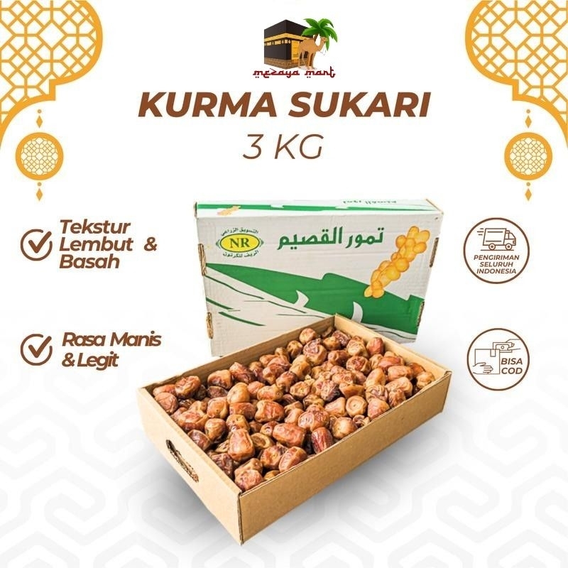

Kurma Sukari Raja Dus 3 Kg Grade A Premium Quality Premium Original