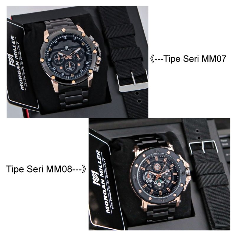 Morgan MillerMM08 Jam Tangan Pria Original Rantai Stanliess Bonus Tali Cadangan