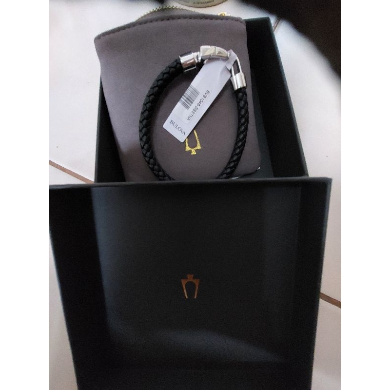 Bulova Jewelry Men's Marine Star Braided Leather Bracelet