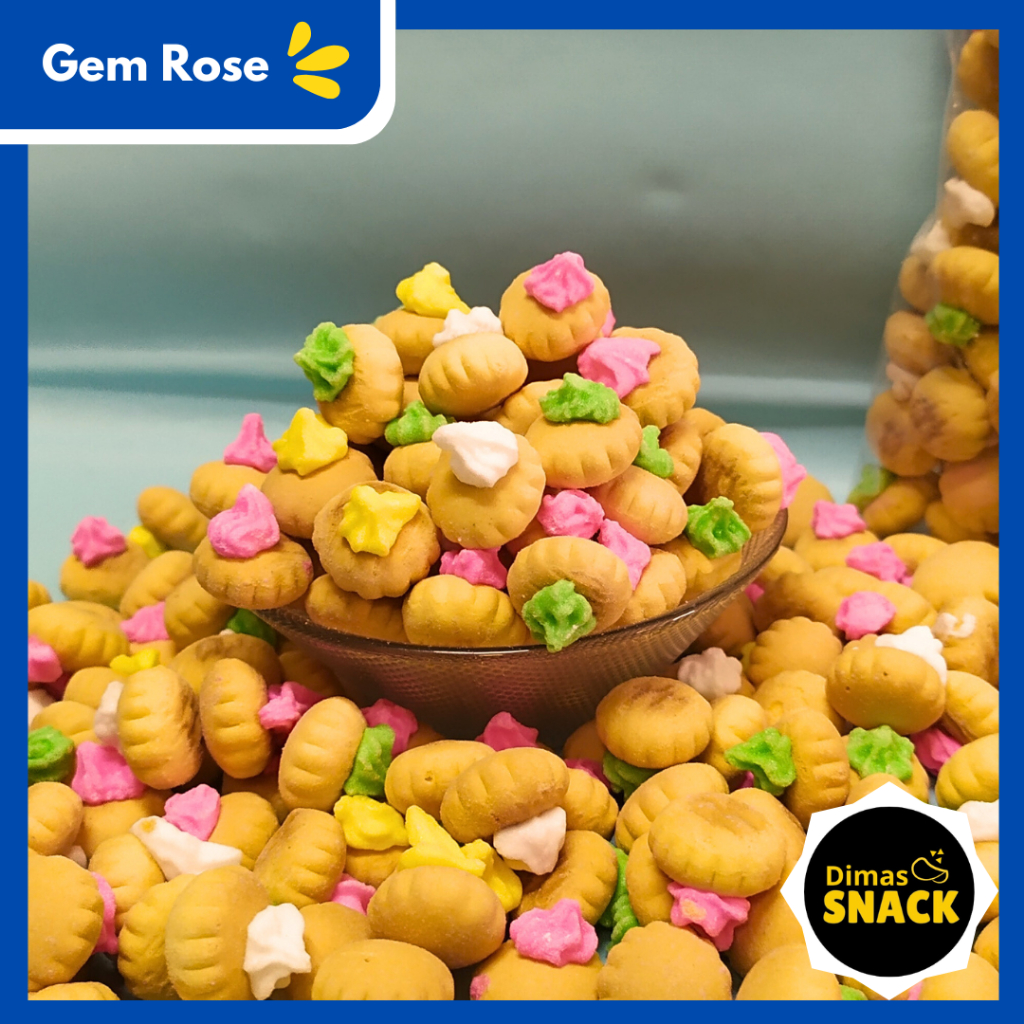 

[200 GR] GEM ROSE/ KUE MONAS/ BISKUIT BUNGA WARNA WARNI/ GEM KEMBANG