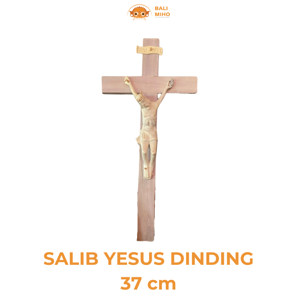 Pajangan Dinding Salib Yesus 18 x 37 cm - Dekorasi Salib Yesus Kayu - Keranjinan Tangan Salib Yesus 