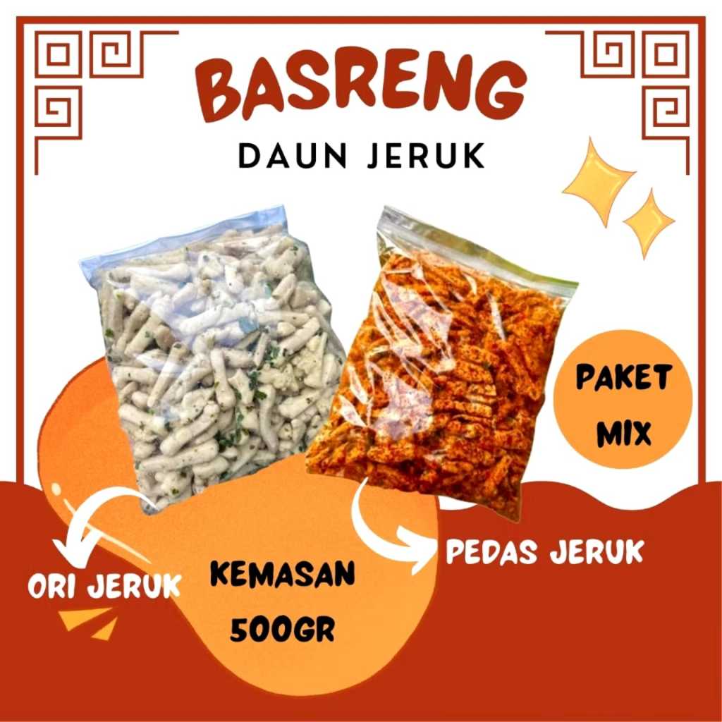 

Paket Mix!! Basreng Original + Bareng Pedas Jeruk isi/kemasan 500gr