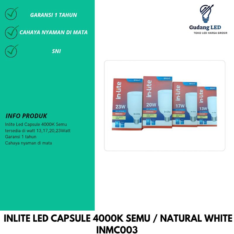 Lampu Led Capsule 4000K Semu / Natural White - INLITE INMC003