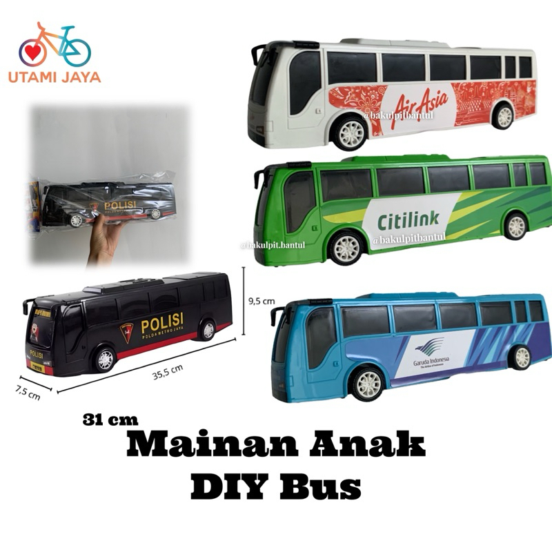 Mainan anak DIY bus polisi | Mainan anak Diy bus air asia | mainan anak bus city link | Mainan mobil