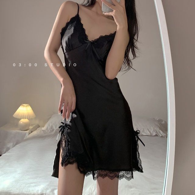 Baju Tidur Piyama Daster Wanita Korea Sexy Mini Dress Women Silk Satin Nightdress / baju tidur/ baju