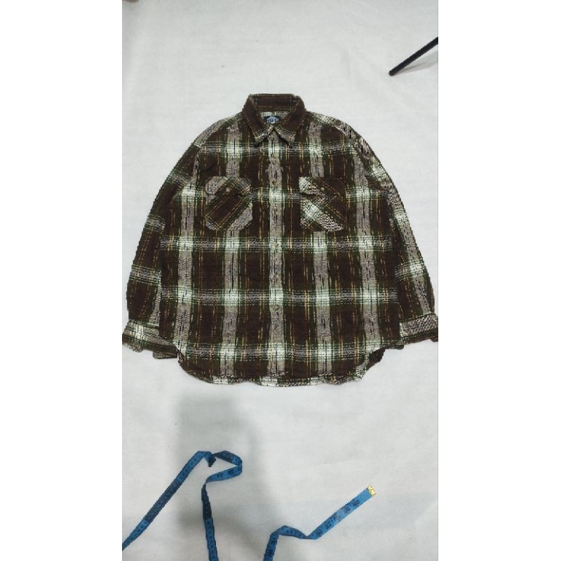 flanel wol kemeja casual veterano vintage coklat