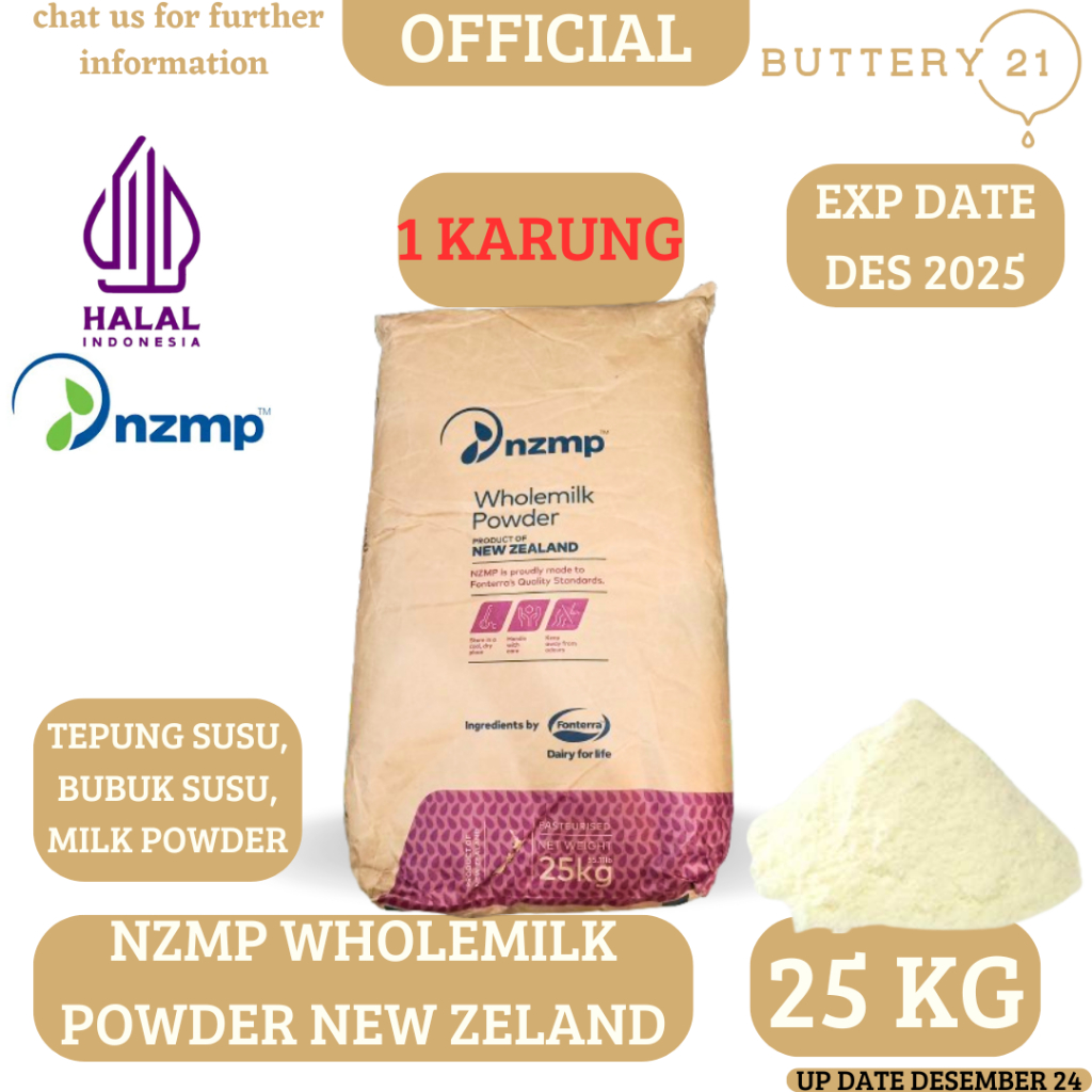 

1 KARUNG NZMP WHOLEMILK POWDER 25 KG/SUSU BUBUK FULL CREAM/TEPUNG SUSU/BUBUK SUSU NEW ZELAND/MILK POWDER NZMP