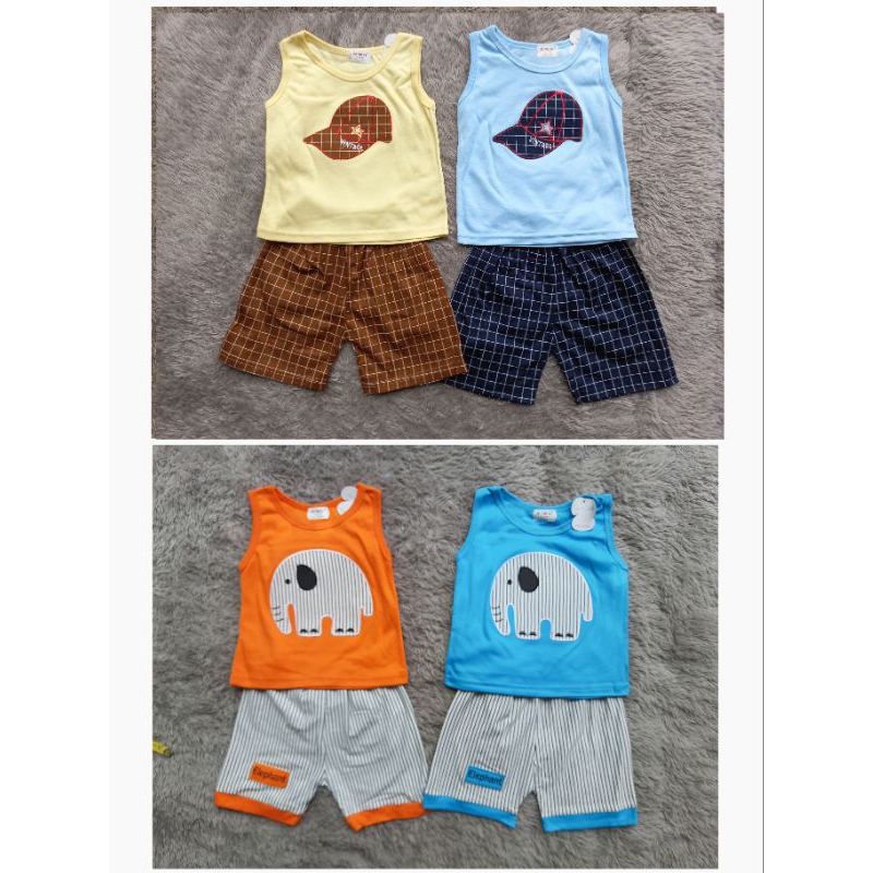 Setelan Singlet Anak Laki Laki Baju Cowok Murah  Fashion Lucu Amena Usia 6-12 Bulan