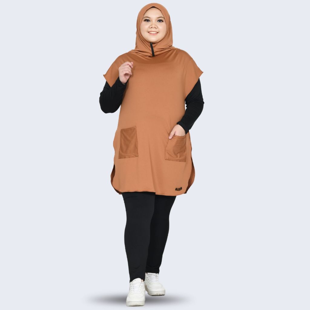 MAWADDAH Hijab Khimar Sport Rompi Saku Jumbo 2in1 Hijab+Rompi Olahraga Dagu Resleting (SABRINA SAKU)