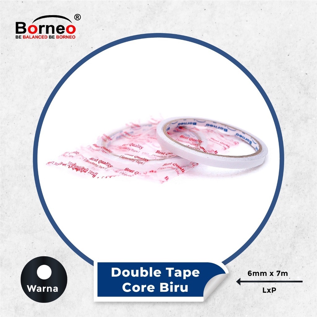 

Double Tape Core Biru 6MMx7M Borneo - Double Tape 1/4 Inch Borneo - Double Tape Borneo