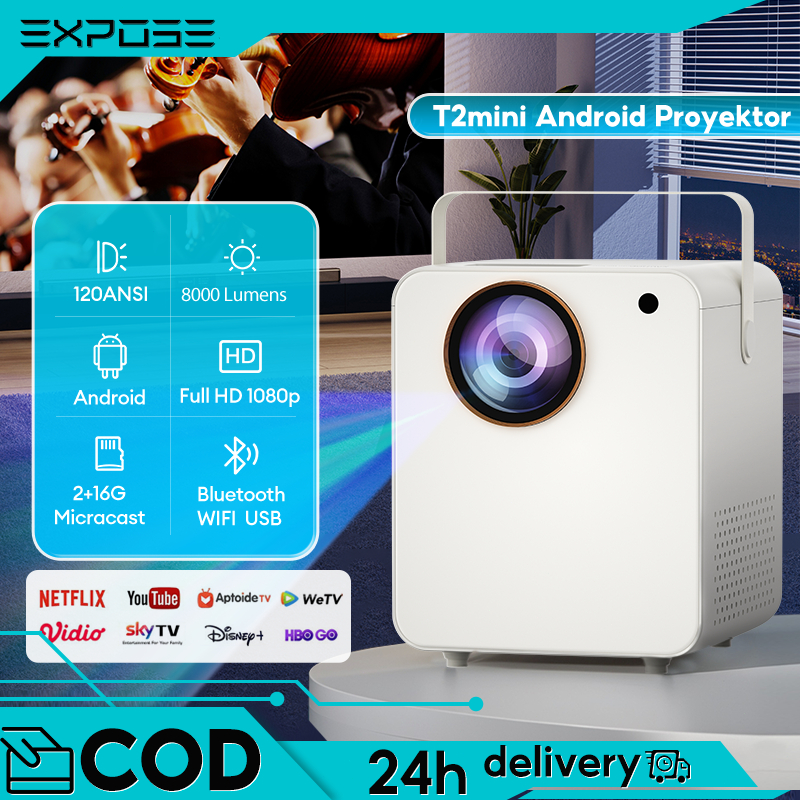 Proyektor mini proyektor Android 12.0 8000 lumens 1080P FHD Home-Theater Proyektor Proyektor Mini Po