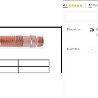 

Body Collet Luar Las Argon TIG Tungsten Elektroda Electrodes 1,6 2,4